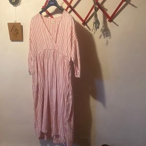 Off/On Linen Pink & White Stripe Dress Plus-size